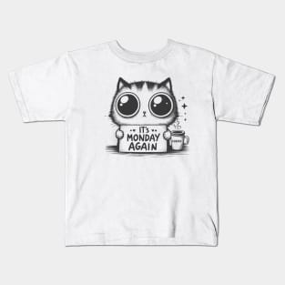 cat with a cup of coffee Kids T-Shirt